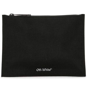NEW Off-White Virgil Abloh Black Mini Logo Cotton Clutch Bag